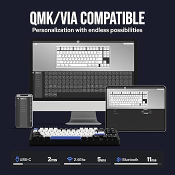 EPOMAKER TH85 QMK VIAワイヤレスメカニカルキーボード Amazon.com: EPOMAKER TH85 QMK/VIA Wireless Gaming Keyboard
